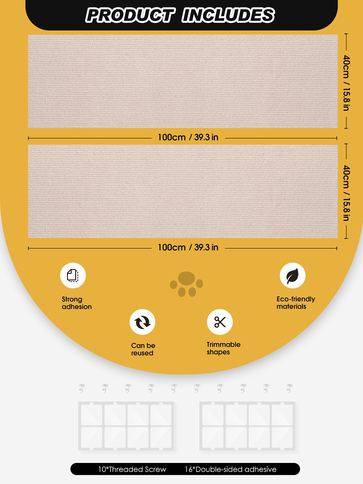 Minyii cat scratch mat covers large areas for a neater living space.
