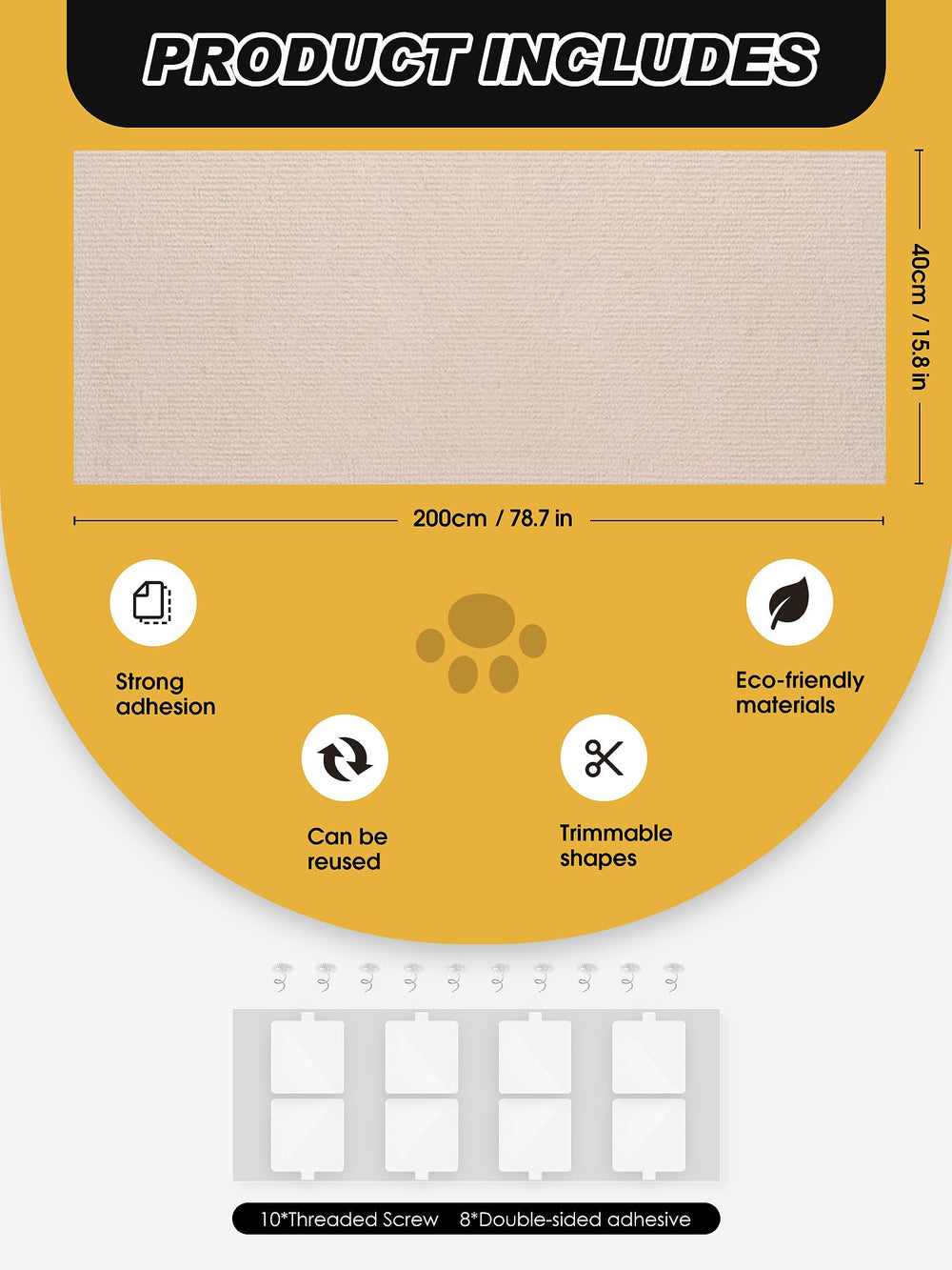 Minyii cat scratch mat protects walls and sofas for quieter rooms.