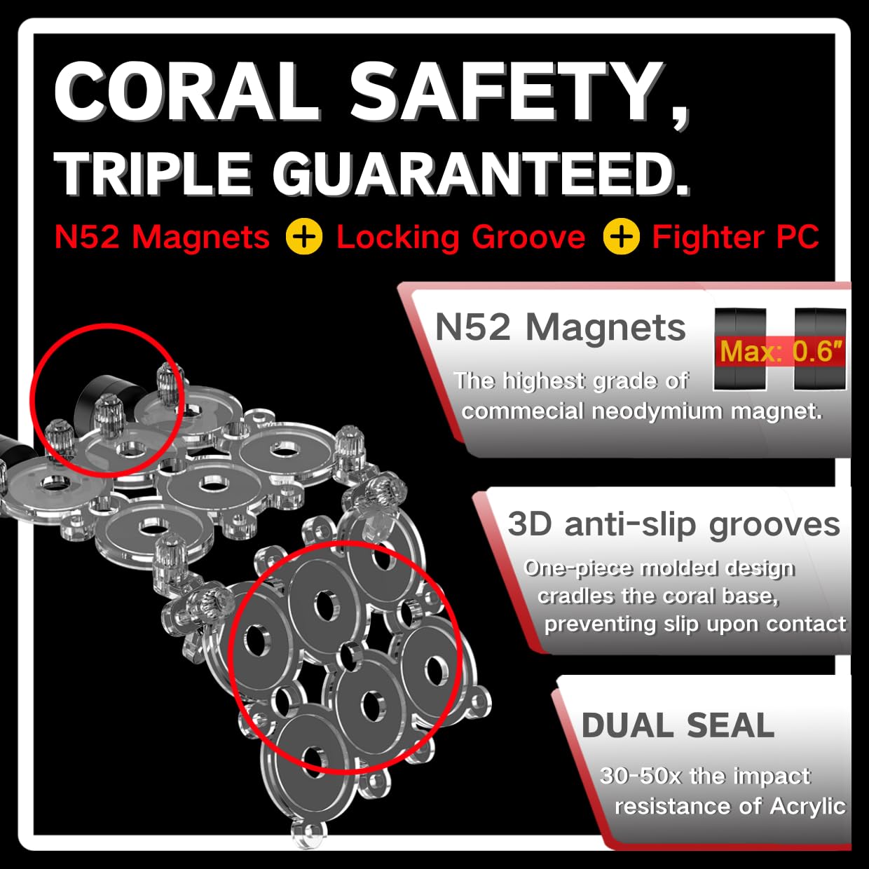 Miofis Frag Rack Stackable Base enables multi-layer reef layouts.