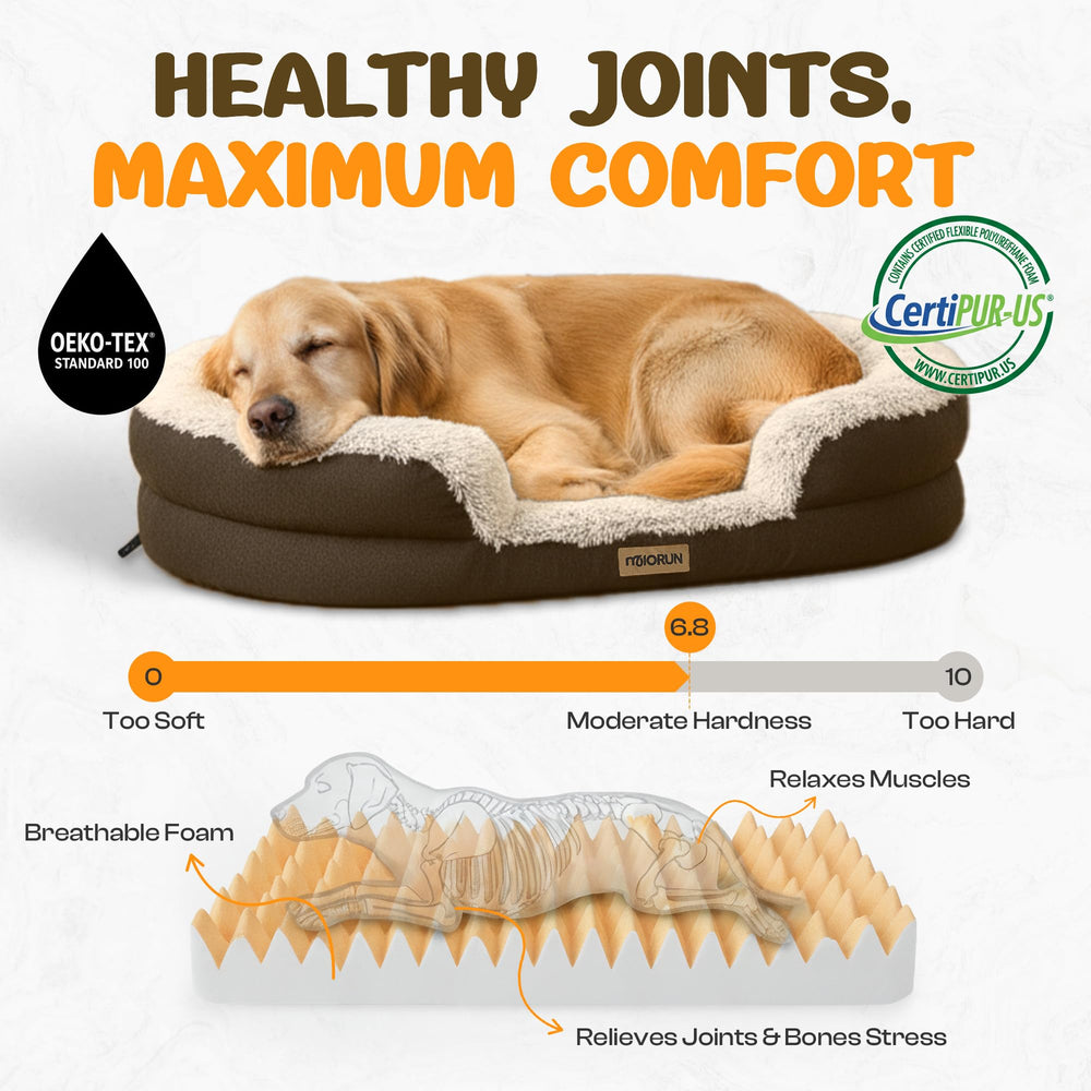 Miorun curved bolster dog sofa showing wraparound neck support