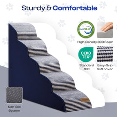Close-up of the curved slope and cushioned treads for gentle ascent.