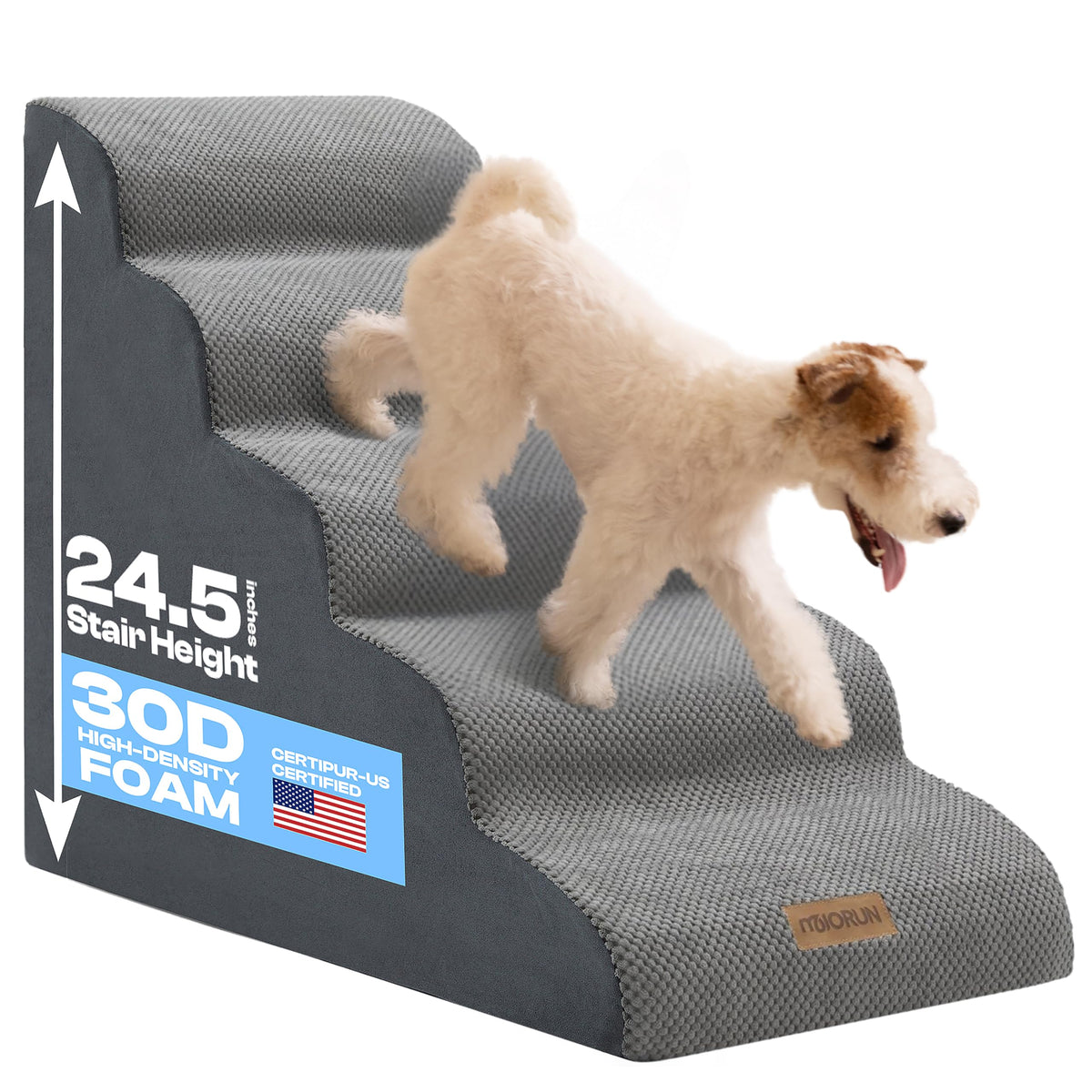 Miorun 5-step dog stairs for high beds help dogs reach elevated surfaces safely.