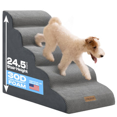 Miorun 5-step dog stairs for high beds help dogs reach elevated surfaces safely.