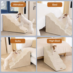 Miorun dog stairs anti-slip base ensures secure footing on wood, tile, or carpet.