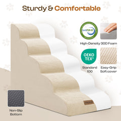 Miorun dog stairs five-step design provides stable ascent for small to medium dogs.