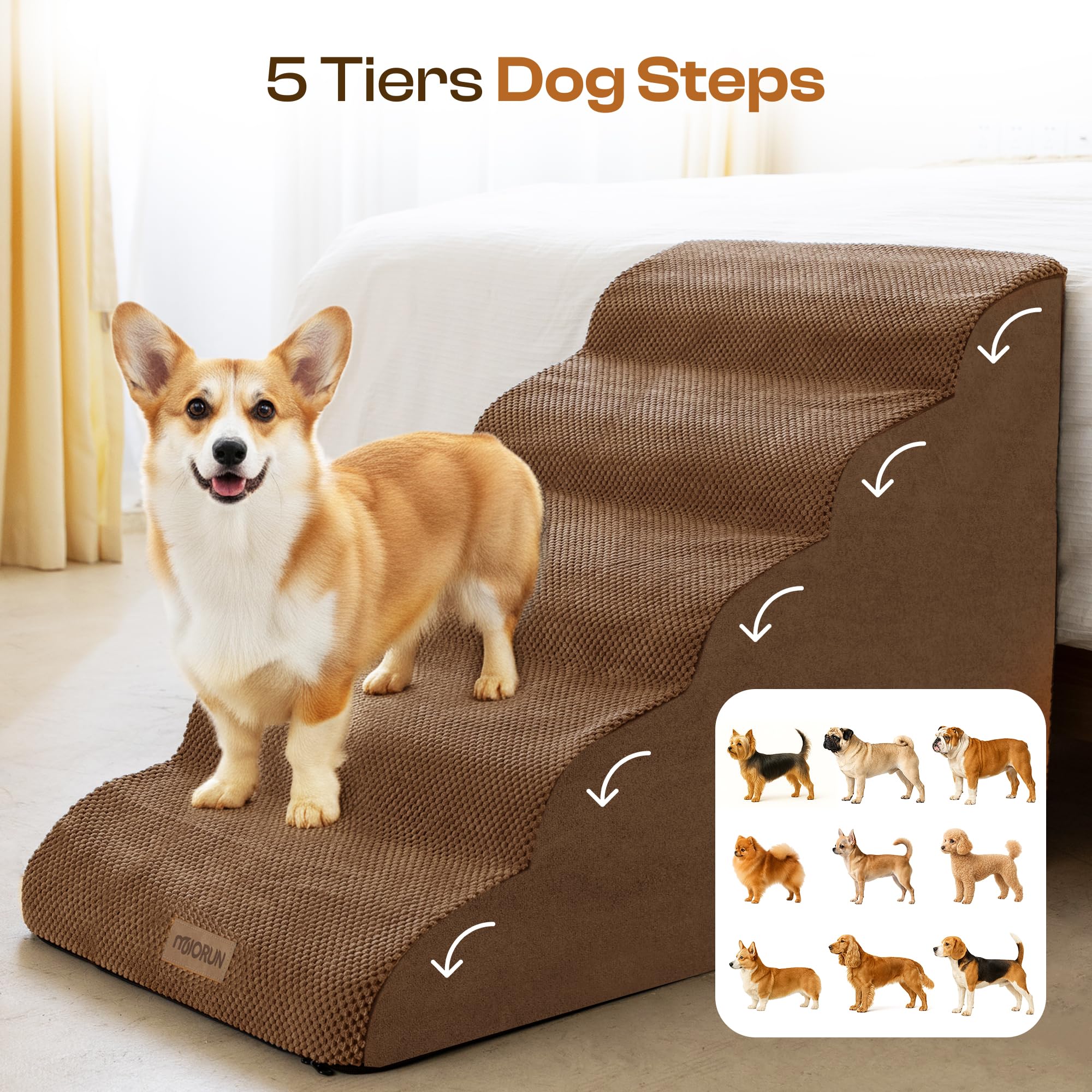 Miorun 25-in tall stairs fit tall beds and couches for senior pets