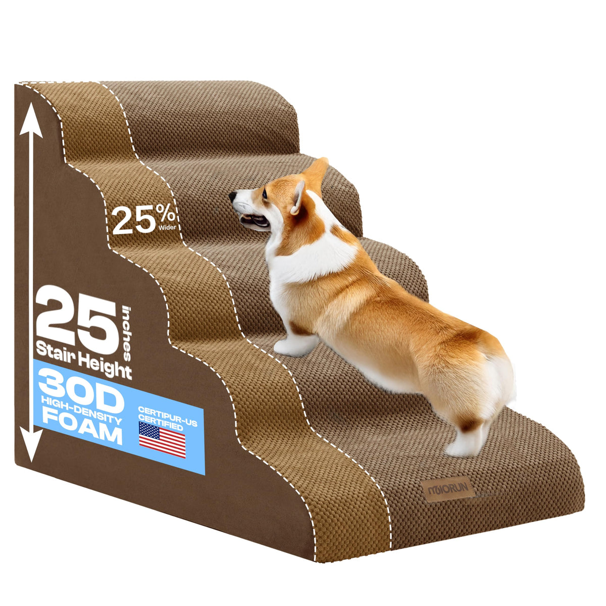 Miorun extra-wide dog stairs beside a high bed provide safe independent access