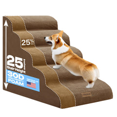 Miorun extra-wide dog stairs beside a high bed provide safe independent access