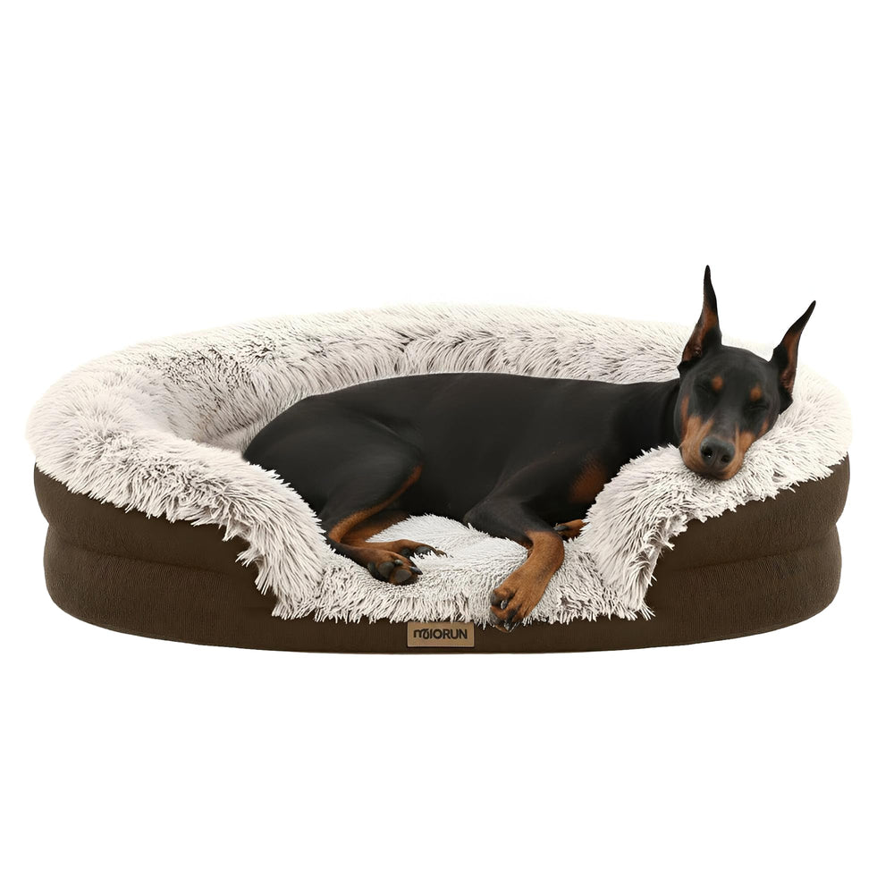 Miorun fluffy orthopedic bed close-up shows ultra-soft plush comfort for easy settling