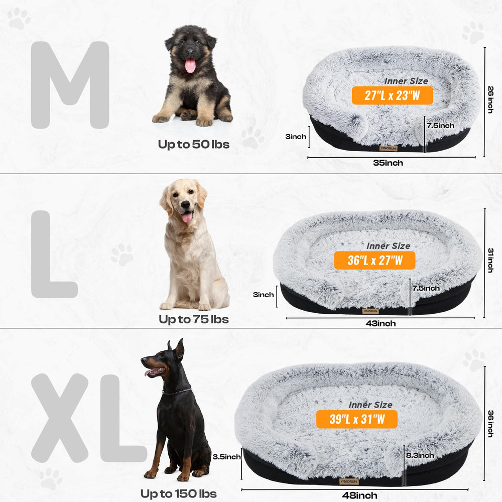 Miorun Spacious XL Bed shown in a living room setup for large dogs.