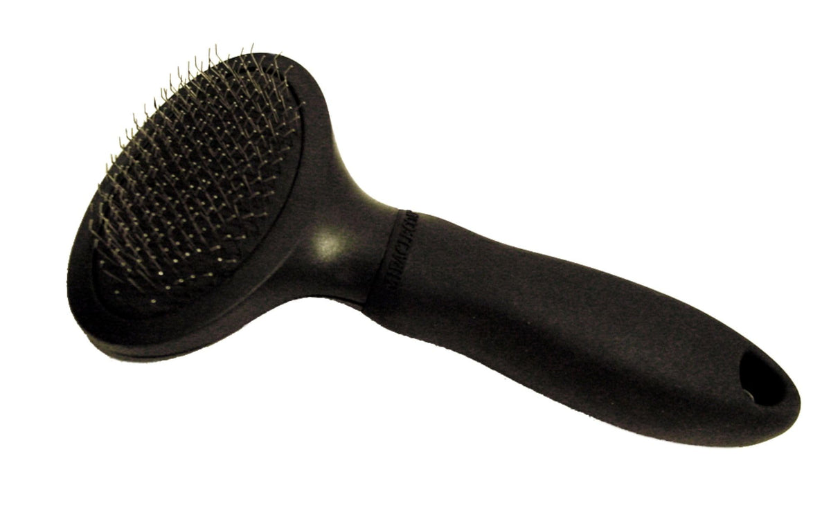 Miracle Care small slicker brush on dogs and cats for gentle undercoat grooming