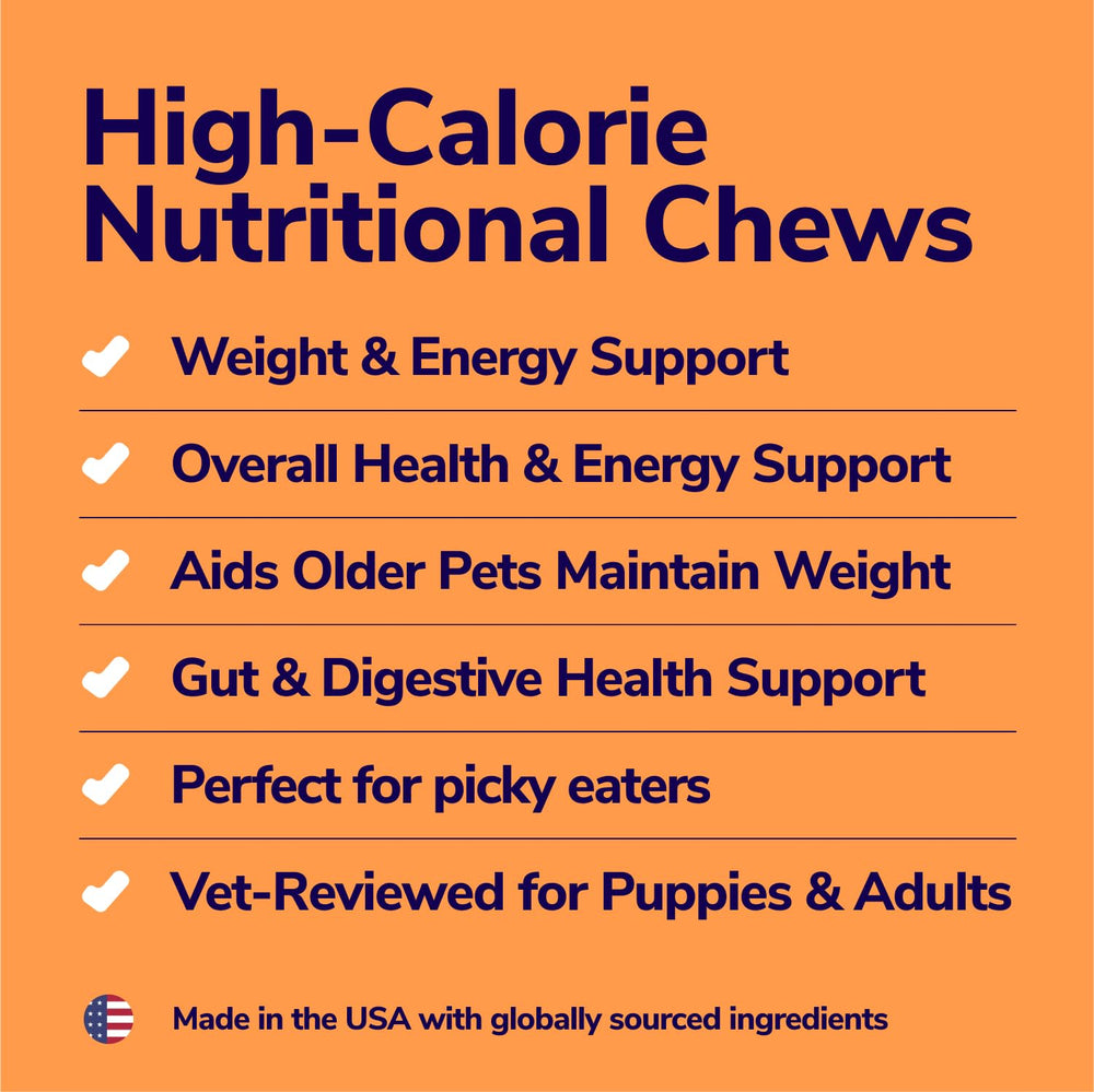 Miracle Vet weight gainer chews puppy-serving, tasty growth support snack.