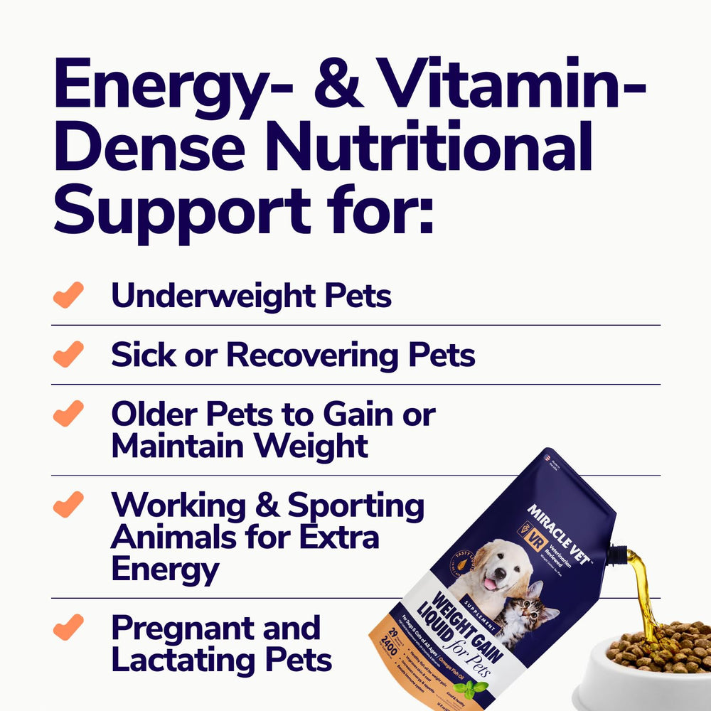 Miracle Vet weight gainer scoop for precise, convenient pet dosing.