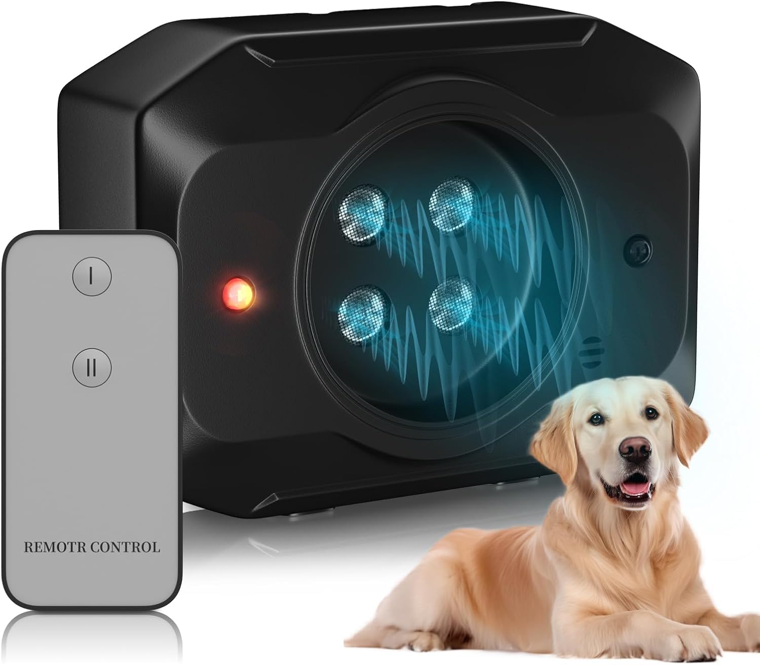 MIRAIWATIMO anti barking device with remote enables precise training indoors and outdoors.