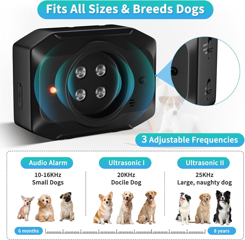 MIRAIWATIMO bark deterrent with three modes adapts to different dog temperaments.