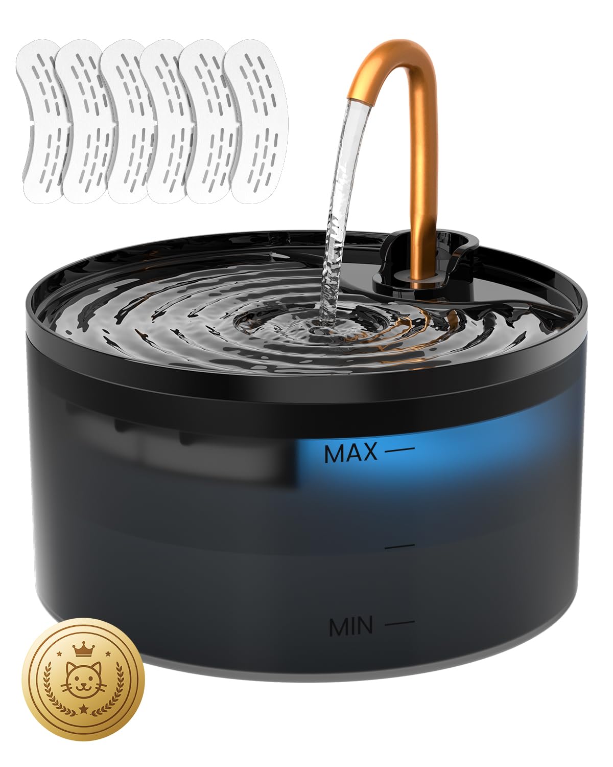 MISFANS cat water fountain brass faucet demonstrates durable construction for steady hydration.