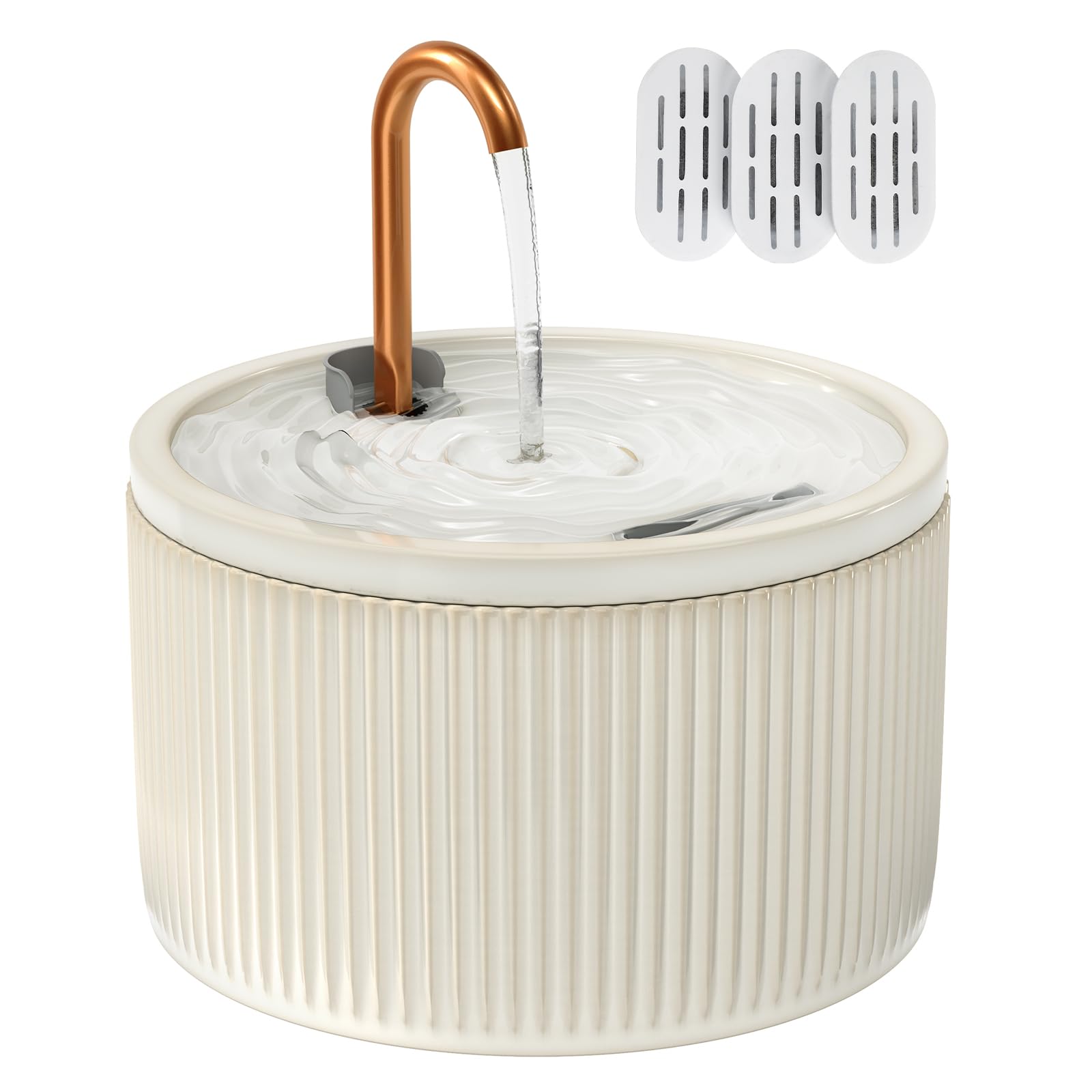 MISFANS ceramic cat fountain 2.1L body, smooth finish for easy cleaning and hygiene.