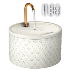 MISFANS ceramic fountain with firework embossing promotes stylish hydration for cats.
