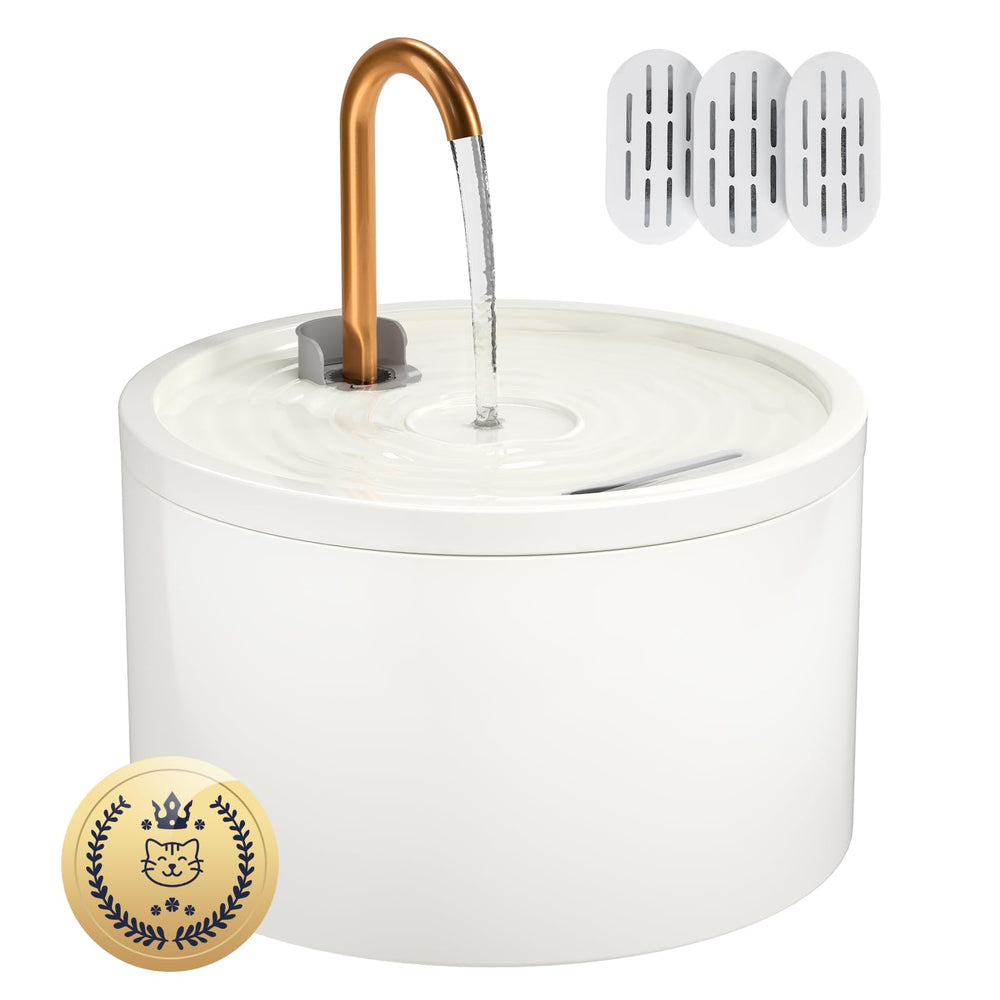MISFANS ceramic cat fountain top view highlights a sleek design for easy cleaning