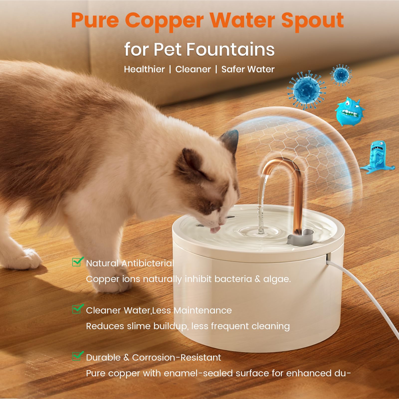 MISFANS ceramic cat fountain white finish on a clean setup