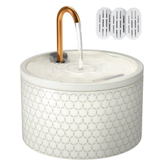 MISFANS honeycomb-embossed ceramic fountain with copper spout for safe hydration