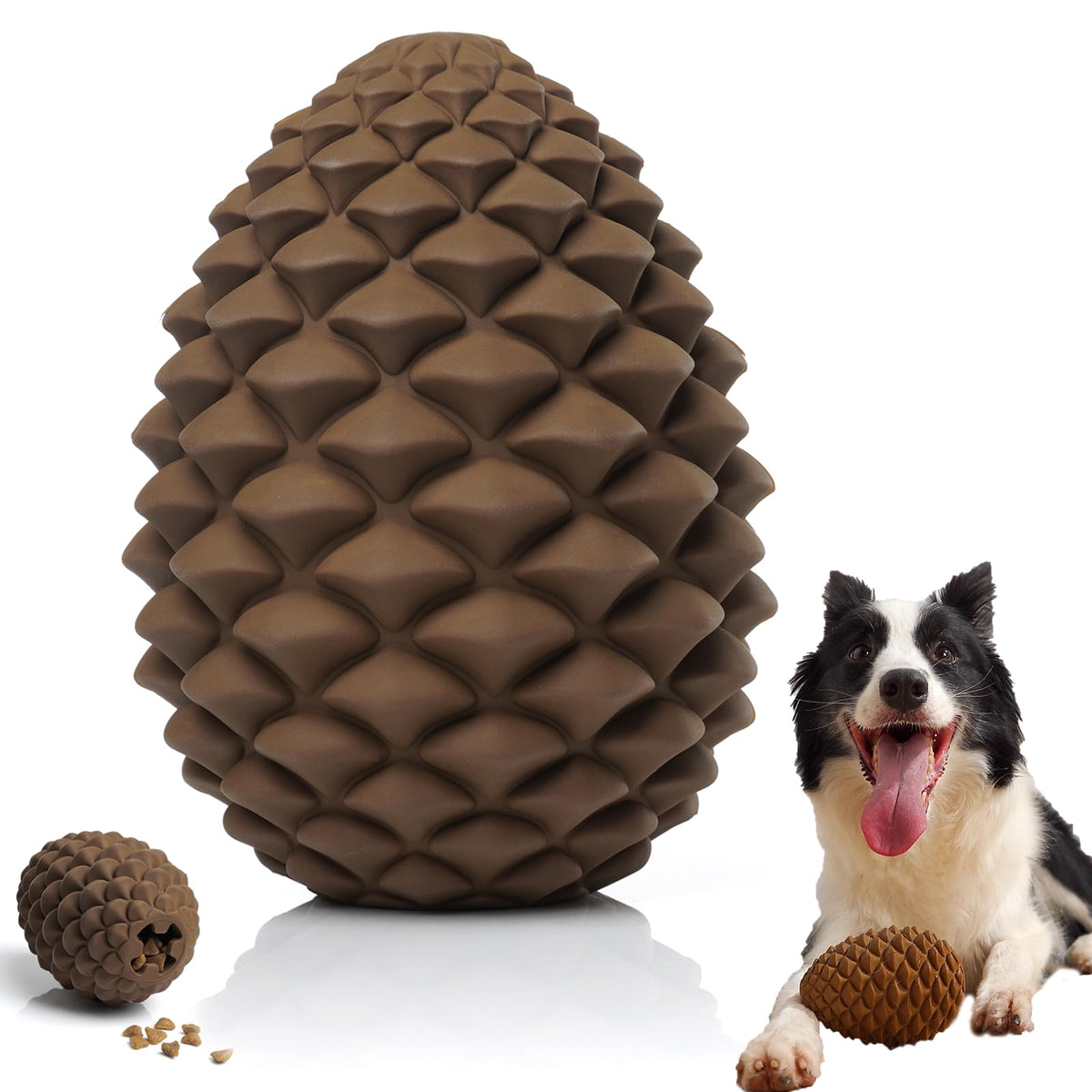 MITOCAPY Pine Cone Dog Chew Toy side view promotes focused chewing and interactive play.