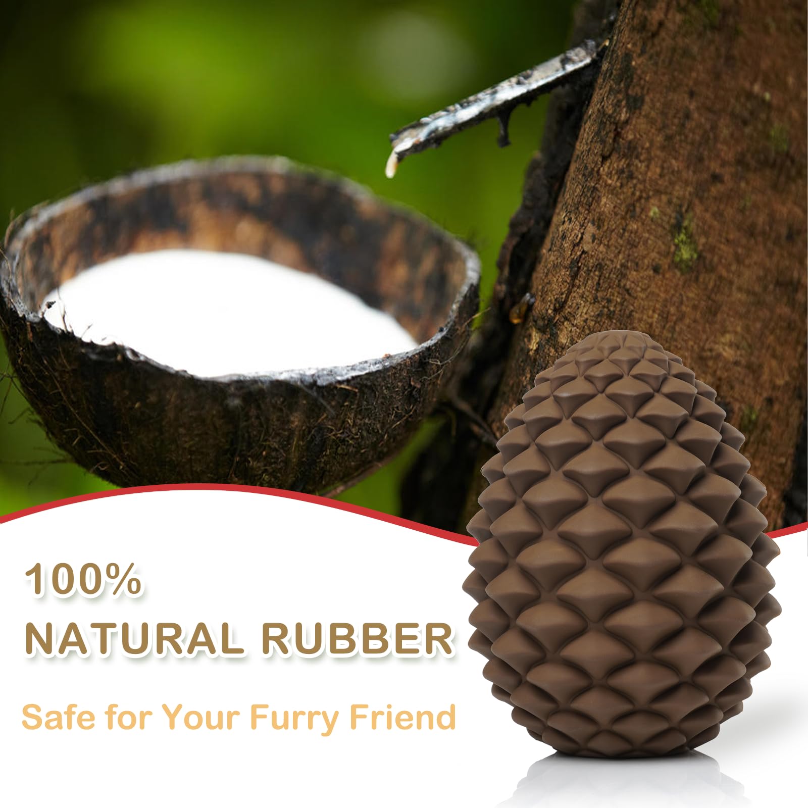 MITOCAPY Pine Cone Dog Chew Toy texture closeup highlights durable rubber and tactile surfaces.