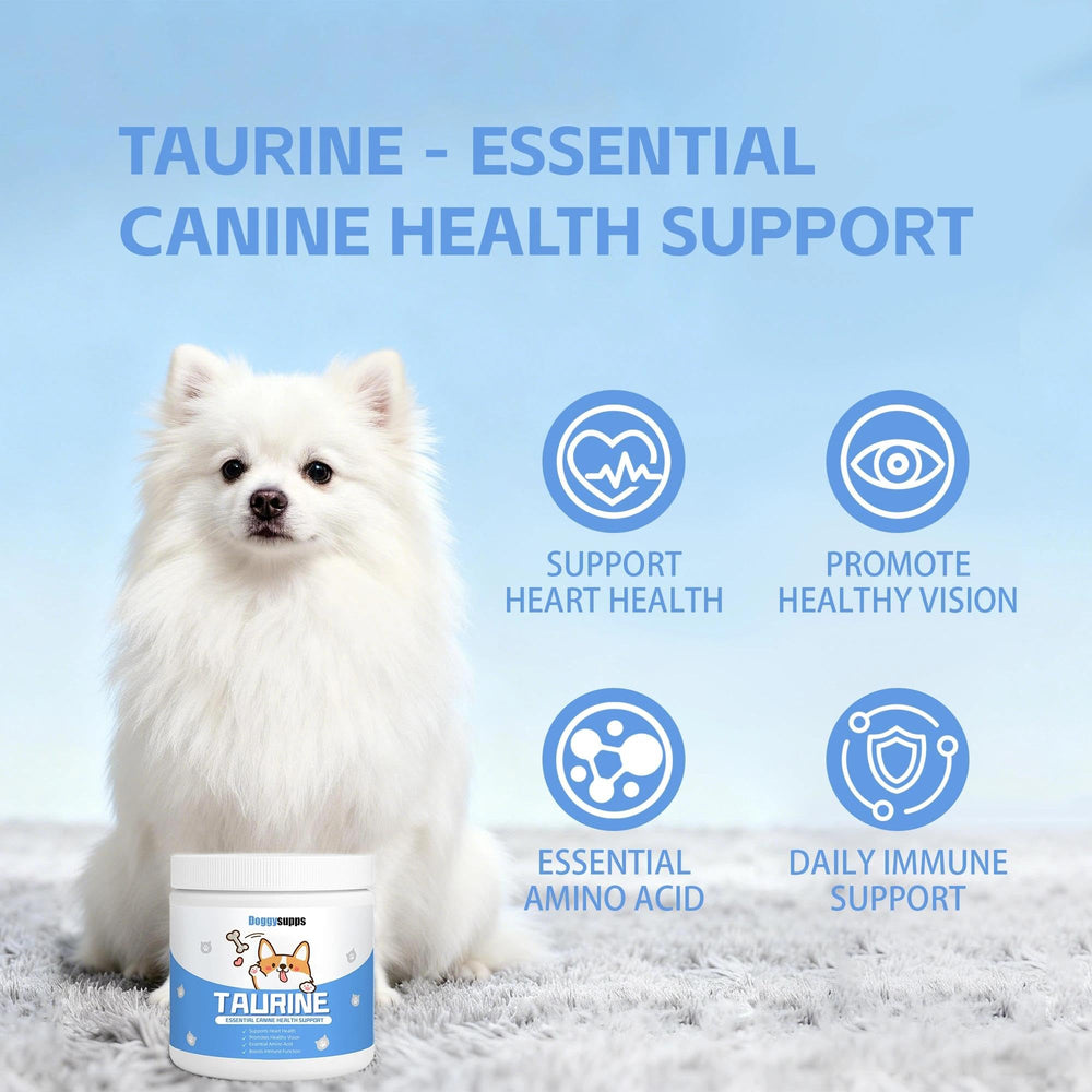 Mitrophics Doggy Supps Taurine dog pouring powder for easy meal mixing.
