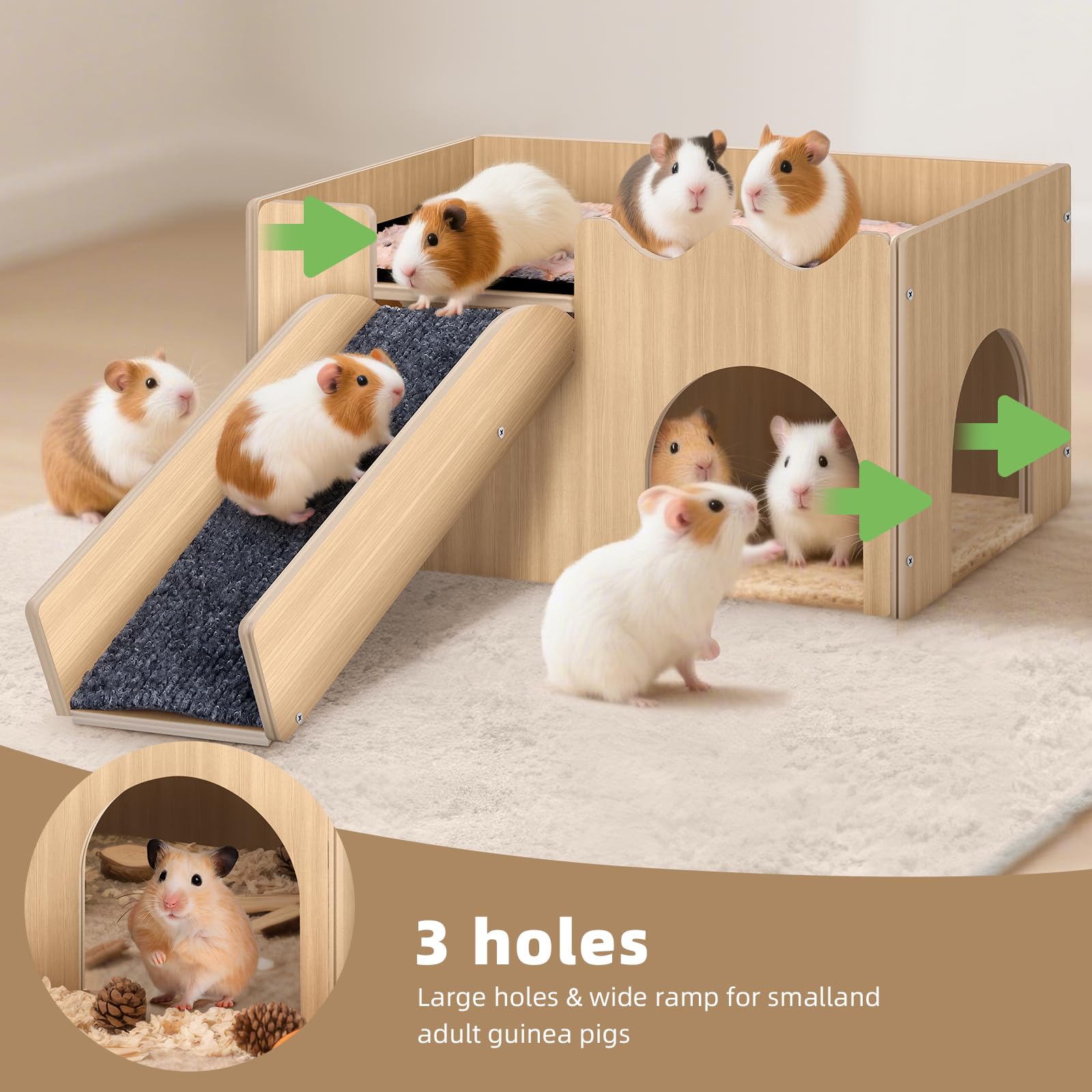 Mittimiya guinea pig habitat - anti-slip stairs promote safe climbing and exploration.