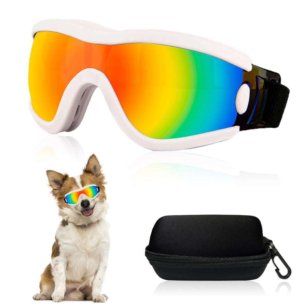 Mitubati dog goggles small-breed front view with secure fit and UV protection.