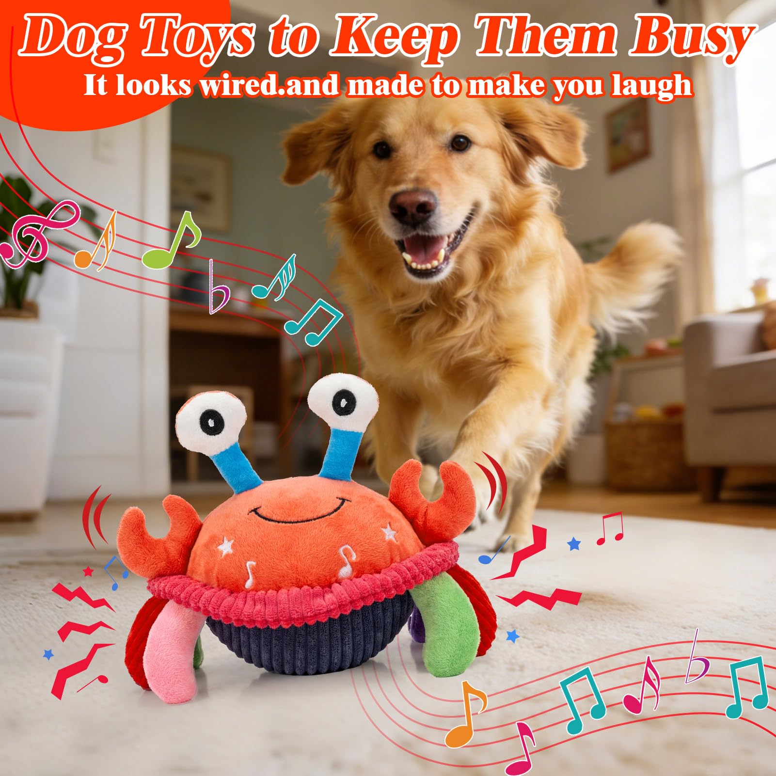 Mity rain dog toy in bounce mode moving and singing during play.