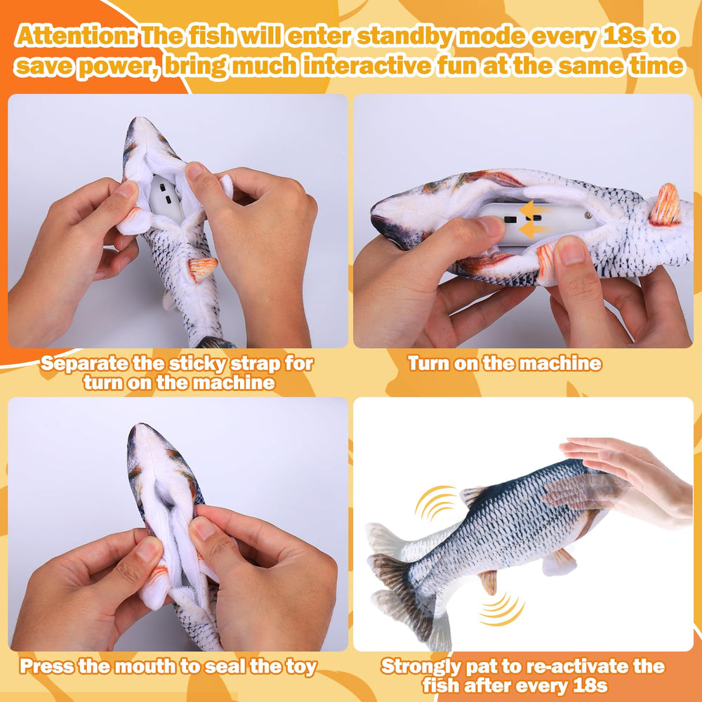 Mity rain floppy fish toy with automatic stop to save battery.