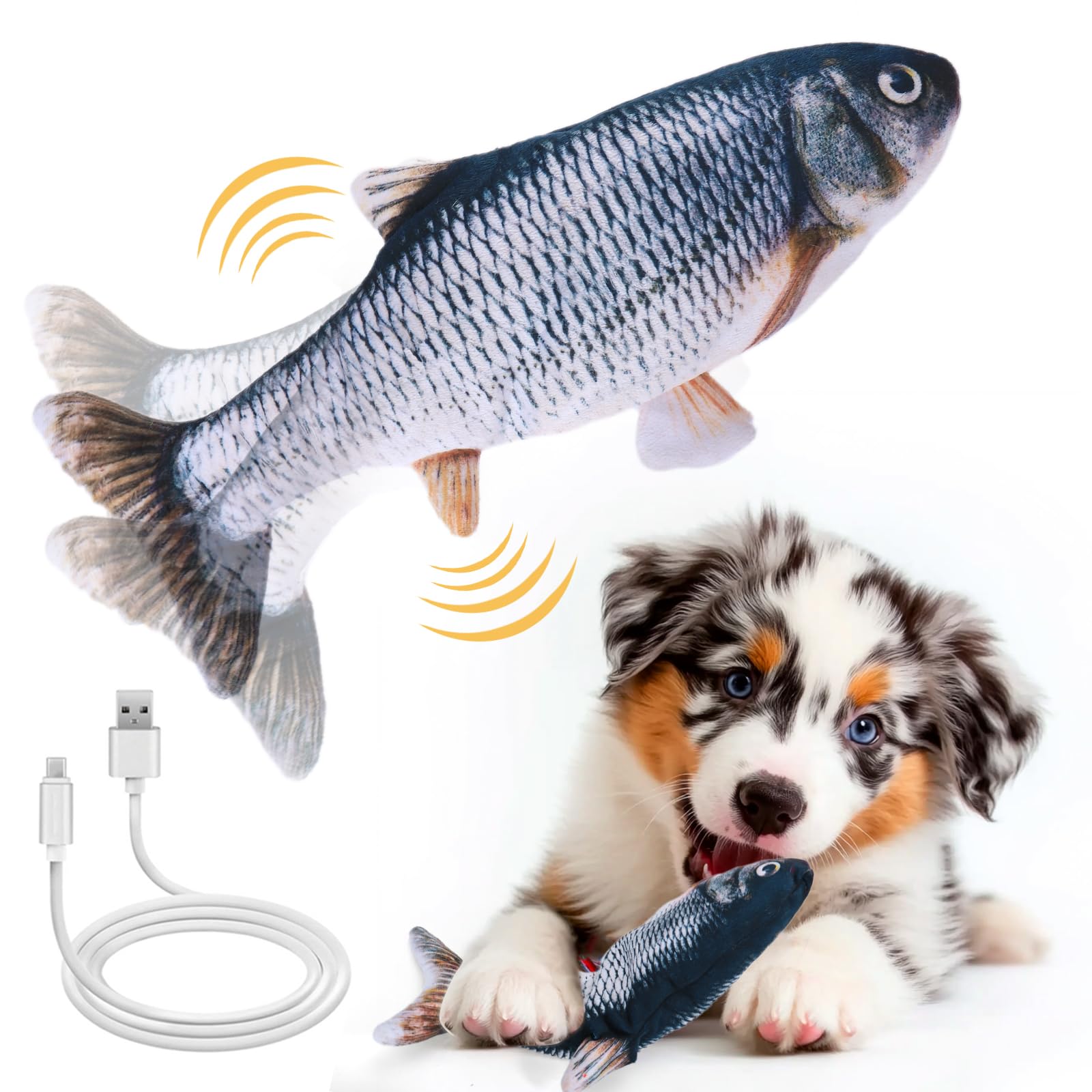 Mity rain floppy fish toy with tail wag for engaging play.