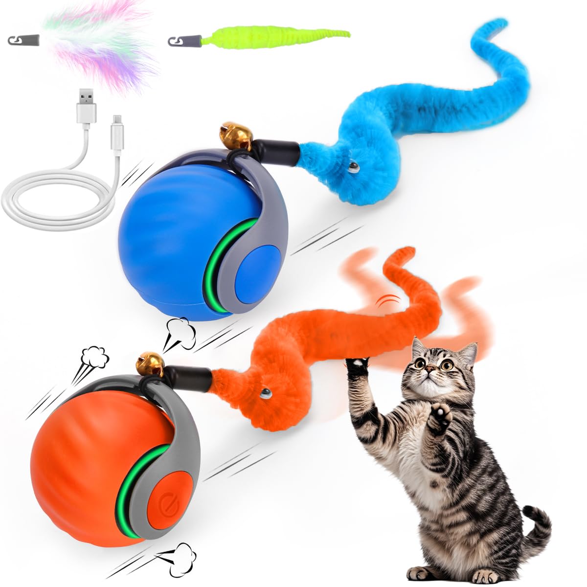Mity Rain interactive cat ball toy set of two for indoor enrichment