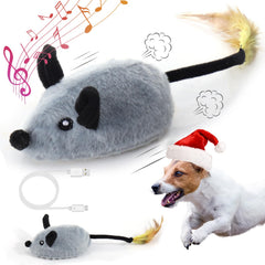 Mity rain interactive dog toy mouse front view with squeak to attract dogs