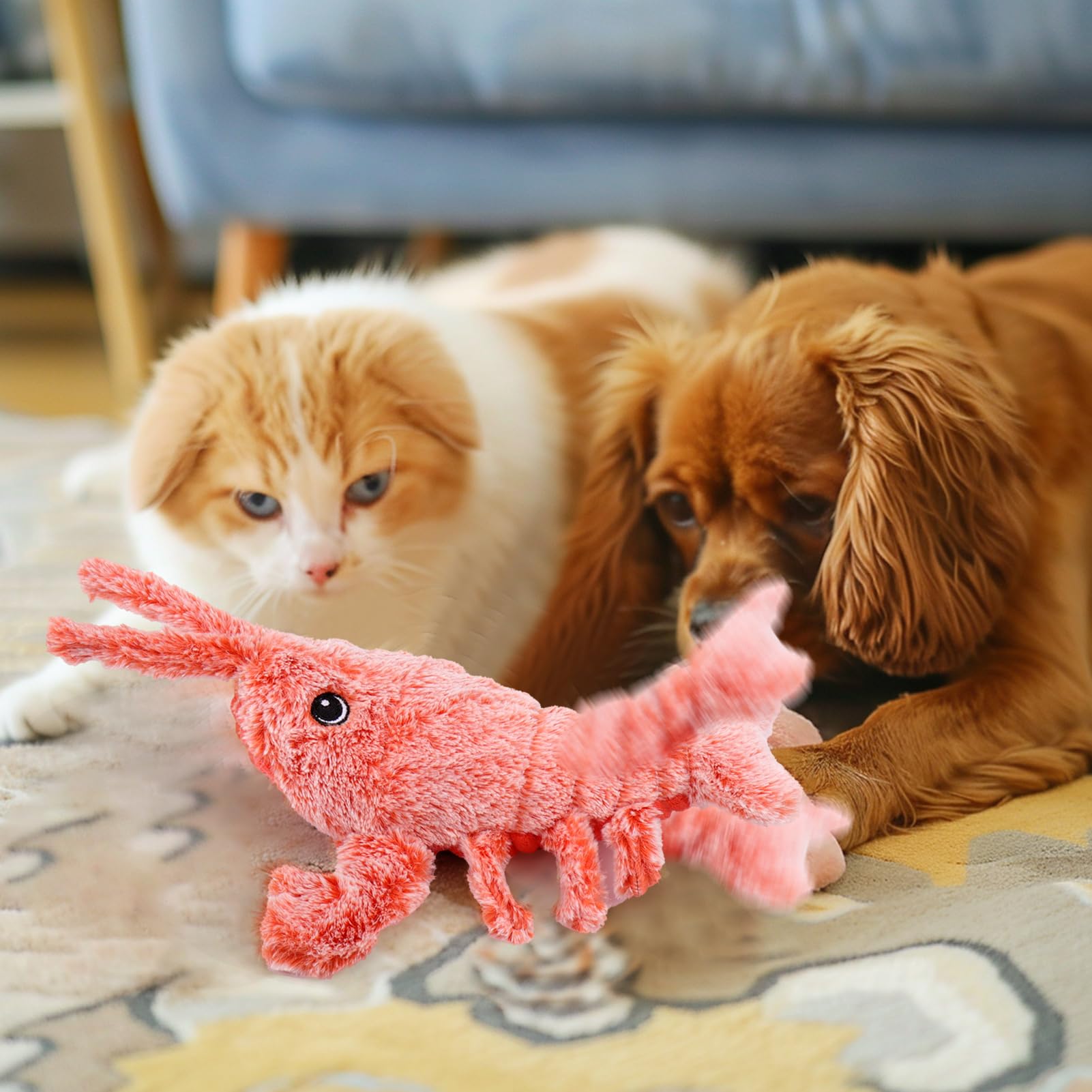 Charging indicator light shows when the Mity Rain lobster toy is ready.