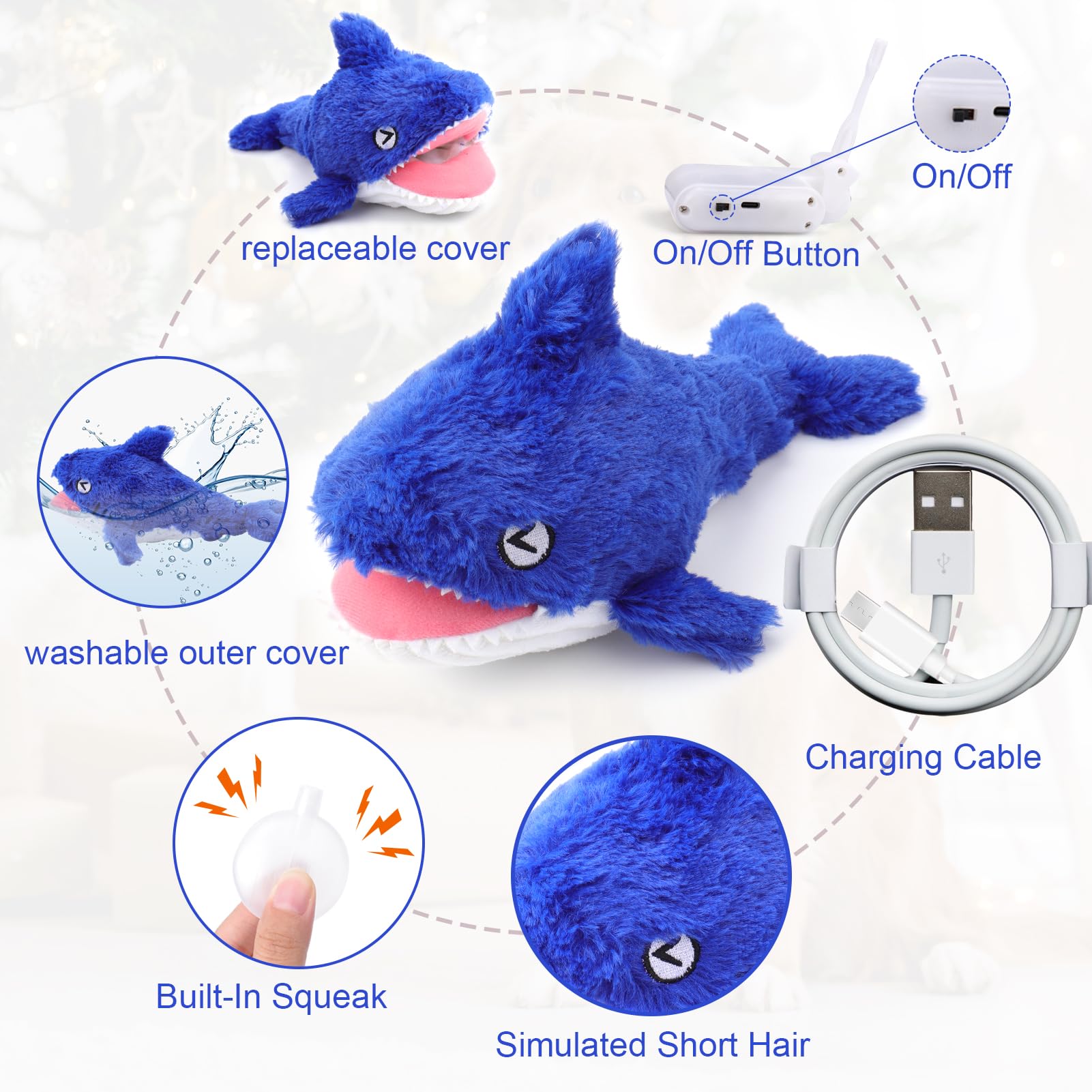 Mity Rain plush squeaky dog toy adds soft texture for comforting indoor play.