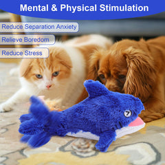 Mity Rain wiggly fish toy in blue promotes exercise and boredom relief during fetch.