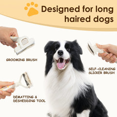 MIU PET 3-in-1 grooming kit shown as complete home grooming solution.