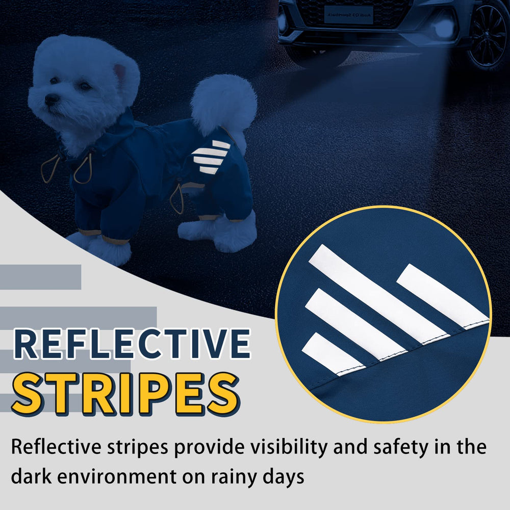 Miucat raincoat features reflective strips for better night visibility.