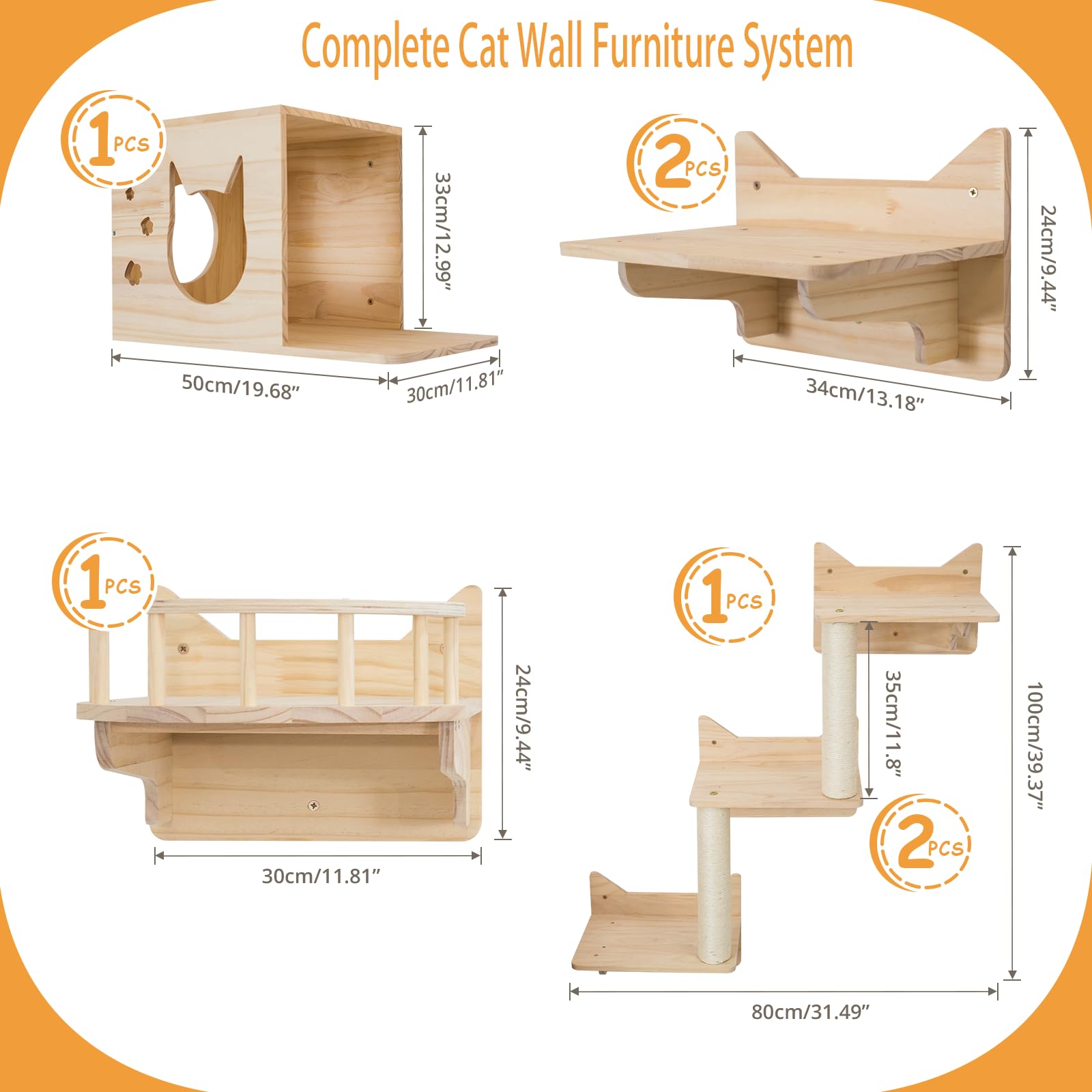 MIUZMORE cat wall shelves ladder-steps demonstrate easy vertical climbing for multi-cat homes