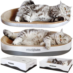 miwoowim 3 piece xl cat scratcher set showing large oval beds for lounging and scratching