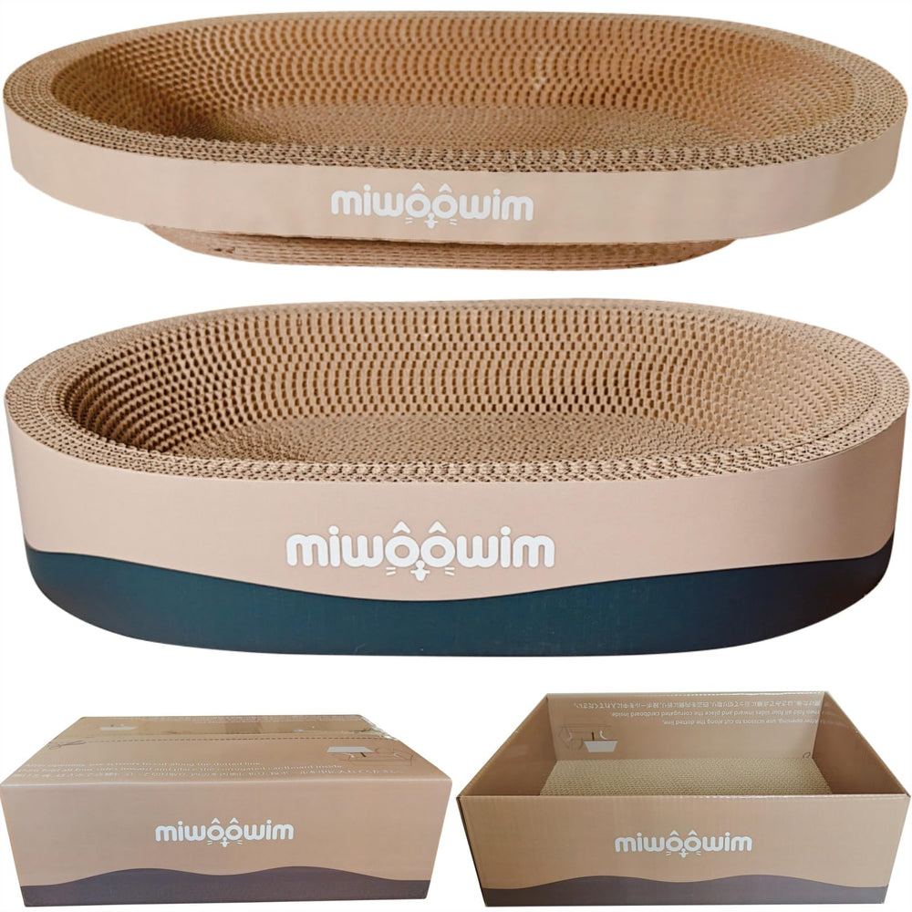 miwoowim 3PSC cat scratcher set with oval beds for space-saving play