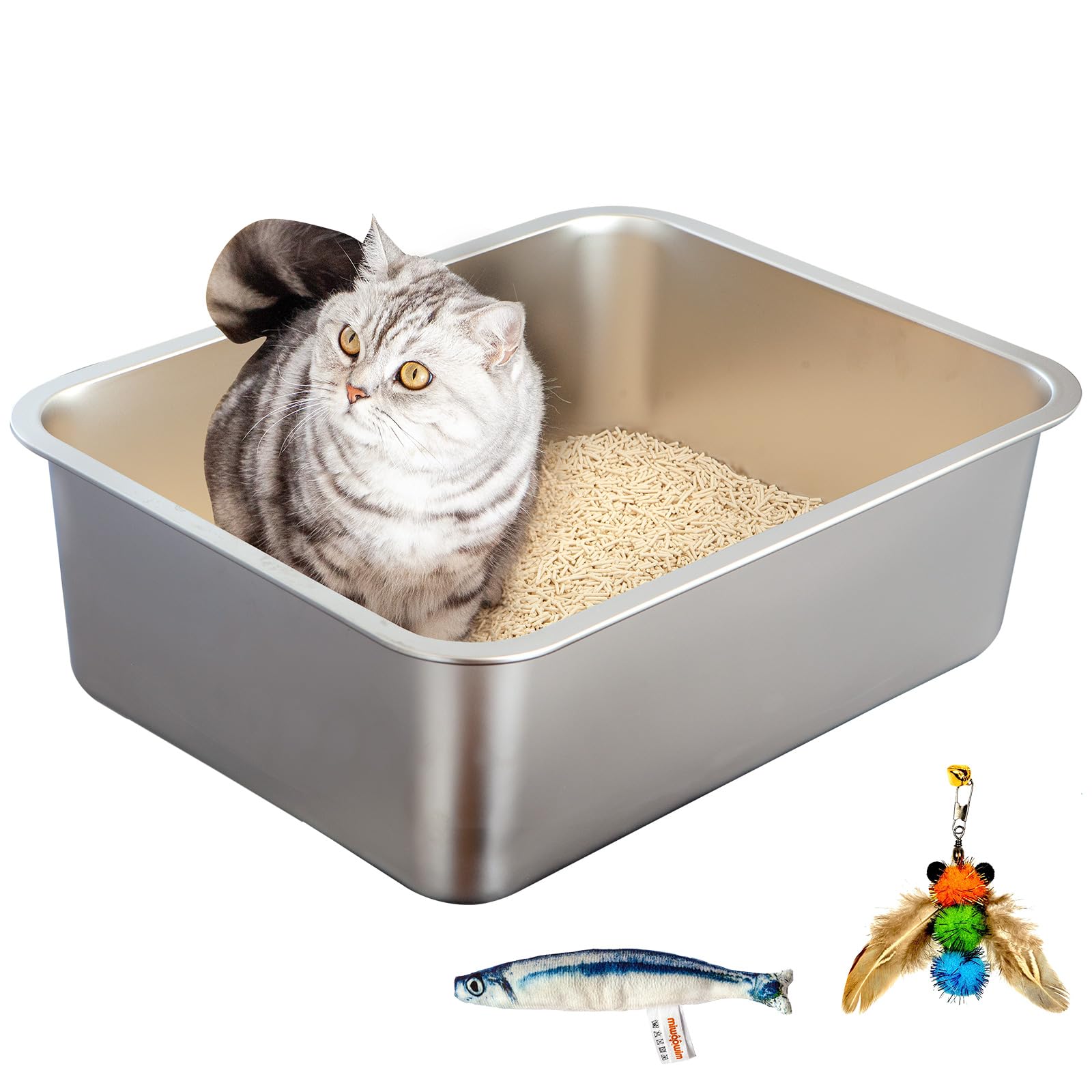 Miwoowim catnip fish toy included for playful stimulation.