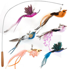 miwoowim interactive cat toy with a 35-inch wire wand and wooden handle for engaging play