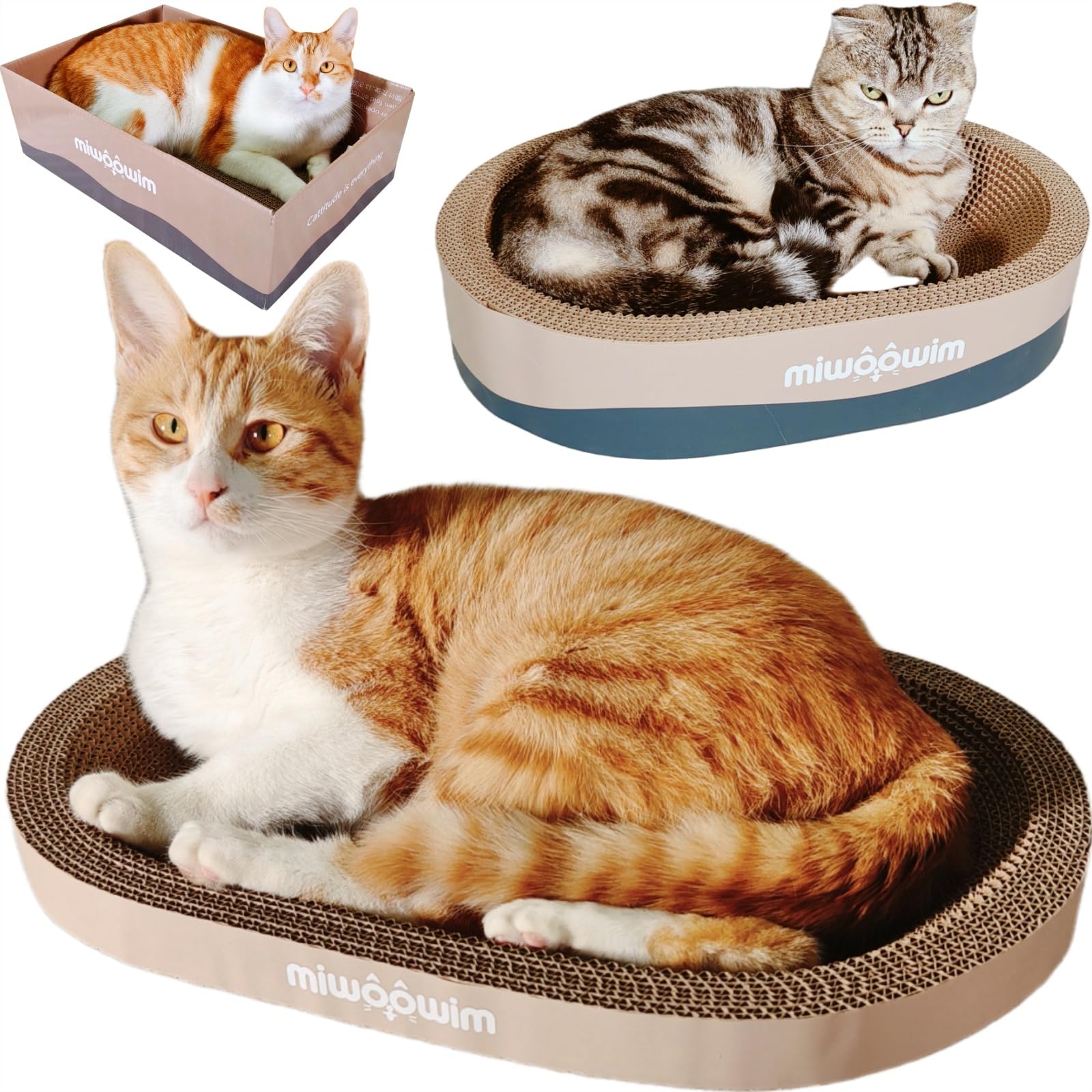 miwoowim oval cat scratch pad bed provides ergonomic rest and lounging