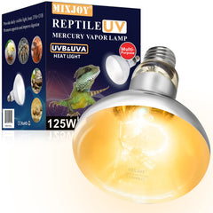 MixJOY 125W reptile heat lamp bulb provides balanced basking light for reptiles