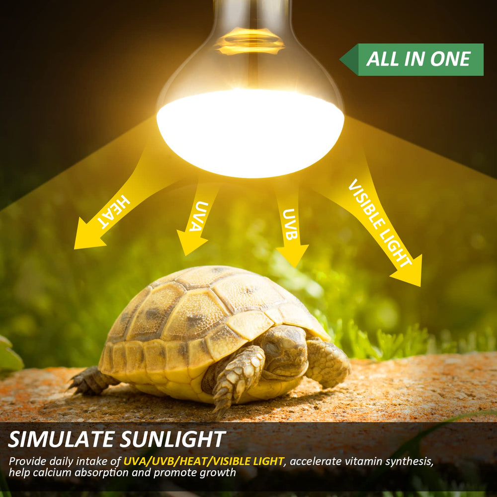 MixJOY heat lamp on a terrarium, simulating sun rays and warmth.