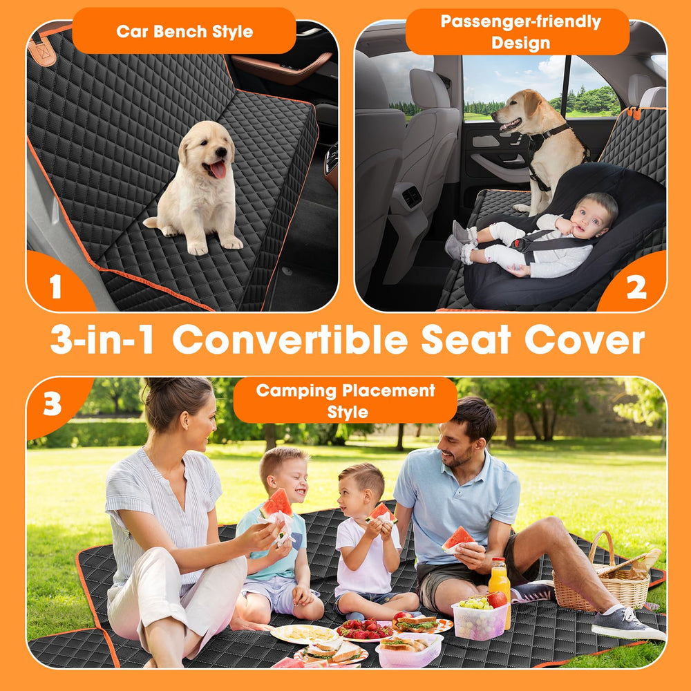 MIXJOY 3-in-1 convertible seat cover adapts to bench, hammock, or cargo mode.