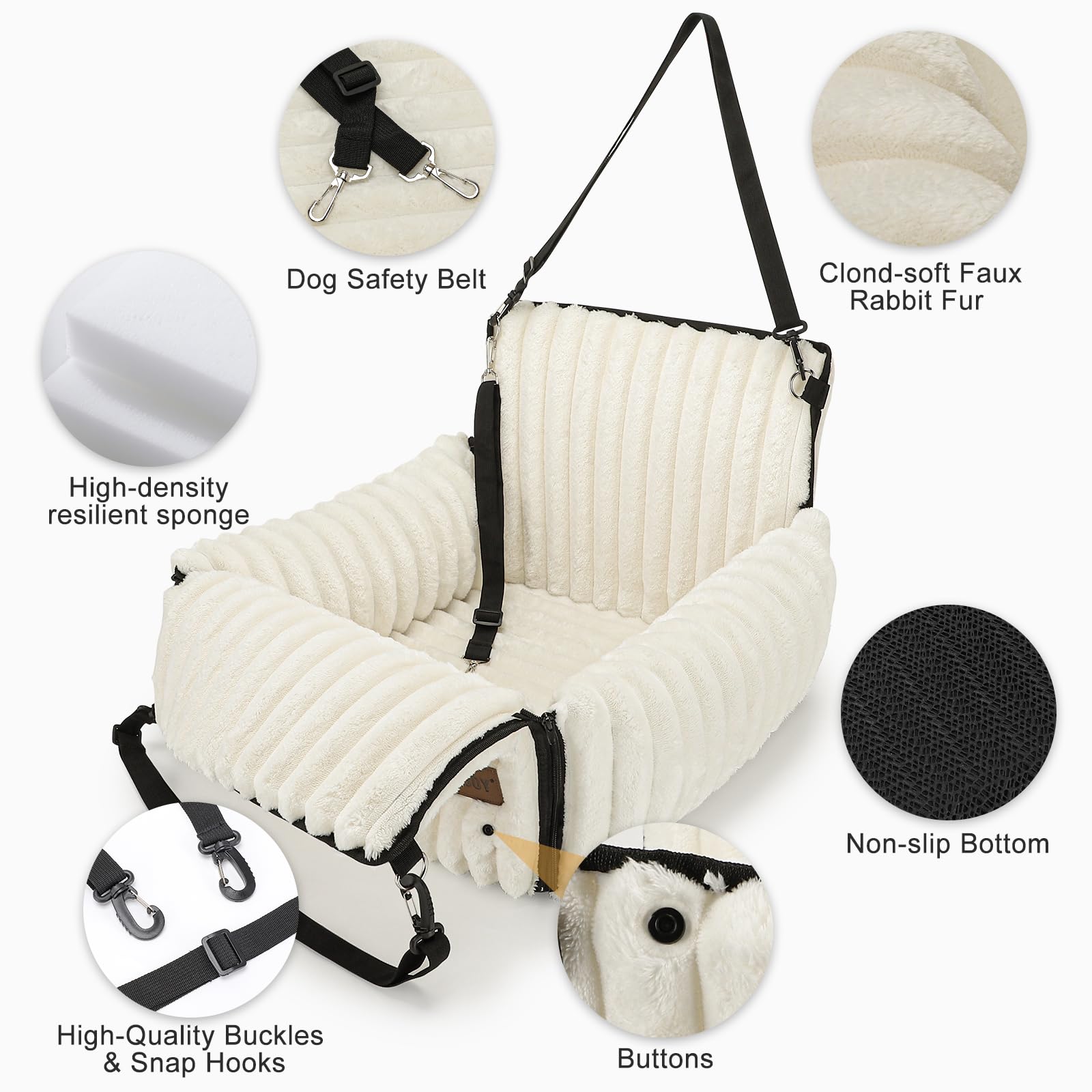 MixJOY 6-in-1 dog car seat anti-slip base keeps stable